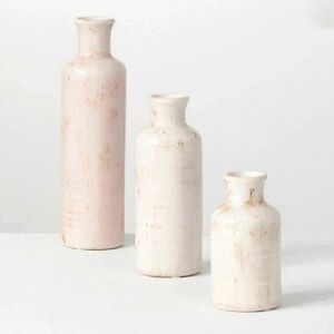 Distressed Ceramic Bottle Vase Set sm med Lg
